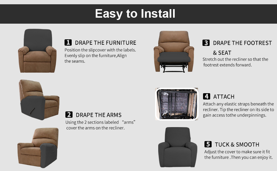 LiveGo Funda de Sillón Reclinable Conjunto de 4 Piezas con Funda