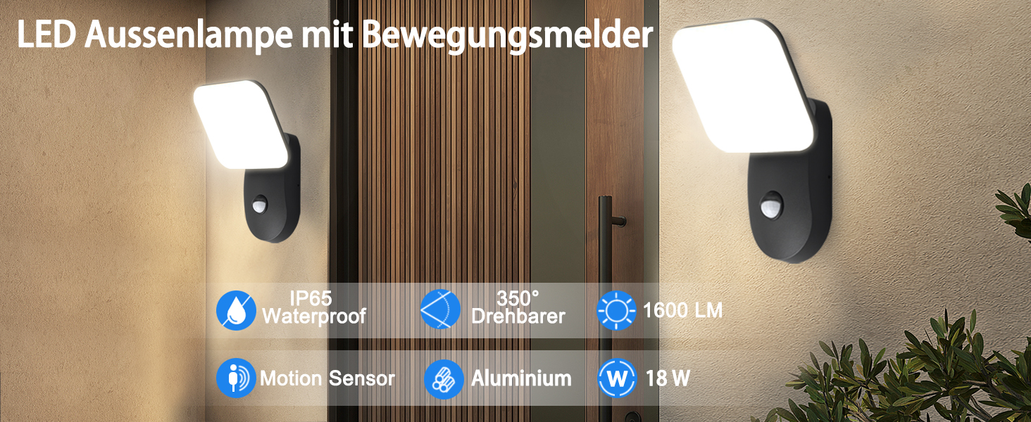 Led Aussenlampe Mit Bewegungsmelder Und Integriertem Schalter Für Dauerlicht www.amazon.de