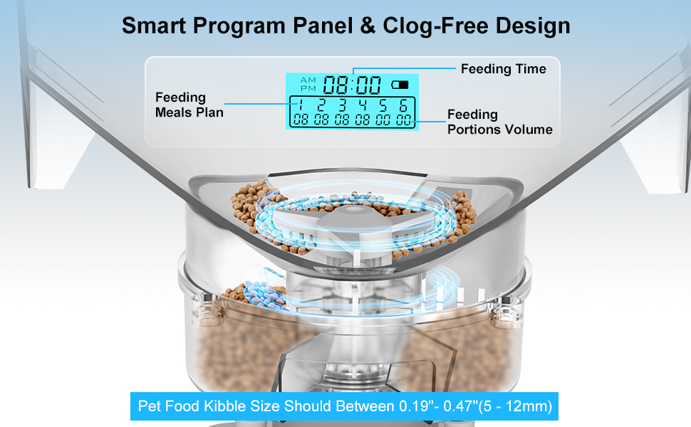 Automatic Cat Feeder, WellToBe Timed Pet Feeder Dry Food Dispenser for