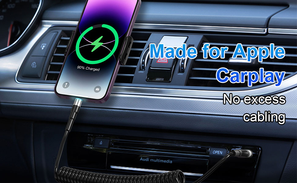 Coiled iPhone Charging Cable 2Pack, Apple Carplay & MFi Certified