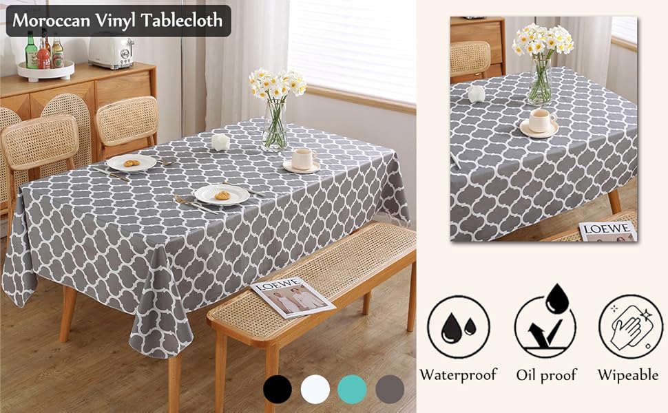 Vinyl Tablecloth Rectangle with Flannel Backing, 100