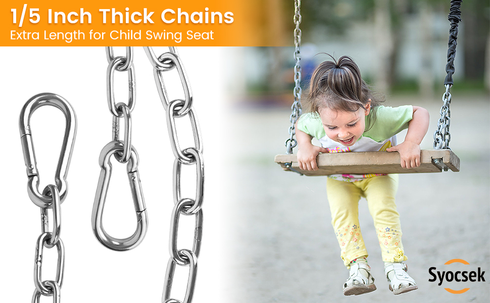 2 Pack 30 Inch Heavy Duty Chains for Swing, 440LB Hanging Chair Chain with 5/16 Thick Clasps, Adjustable Stainless Steel Chain Extension for Porch Tree Swing Hammock Chair Boxing Bag Yoga Gym 8 2 Pack 30 Inch Heavy Duty Chains for Swing