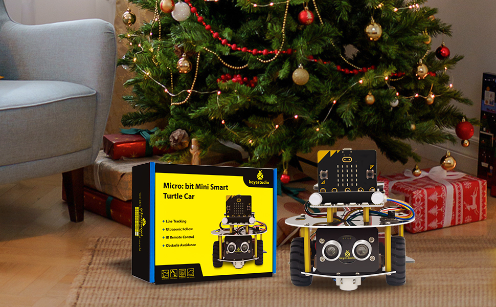 KEYESTUDIO BBC Micro:bit Robot Kit Compatible with Microbit V1, V2 ...