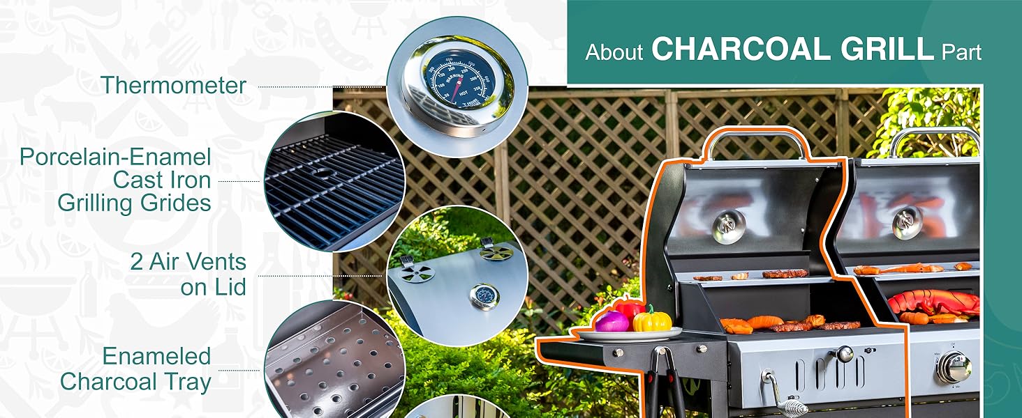 propane gas grill and charcoal grill combo