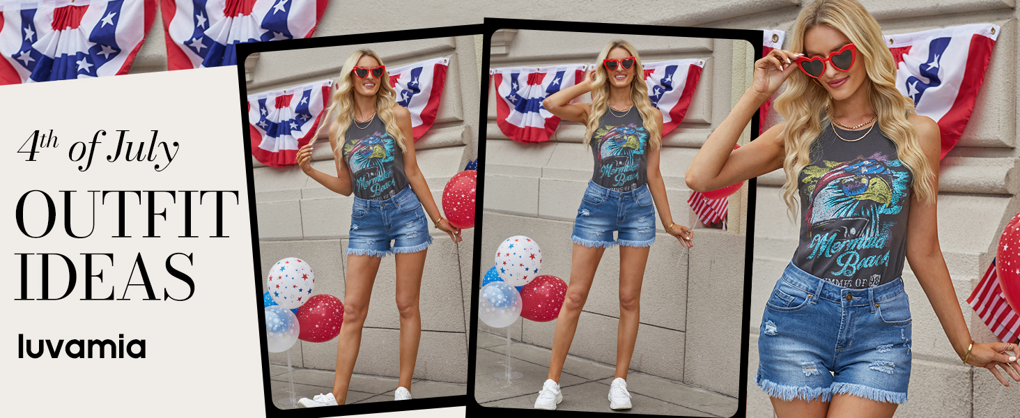4th of july jean shorts for women