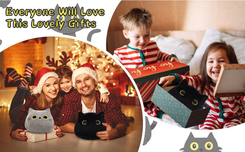 KOMUNJ Black Cat Plush, 30cm Black Cat Stuffed Animal Toy