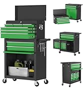 8-Drawer Rolling Tool Chest Tool Box,Removable Tool Storage Cabinet with 4 Wheels and Drawers,2 i...