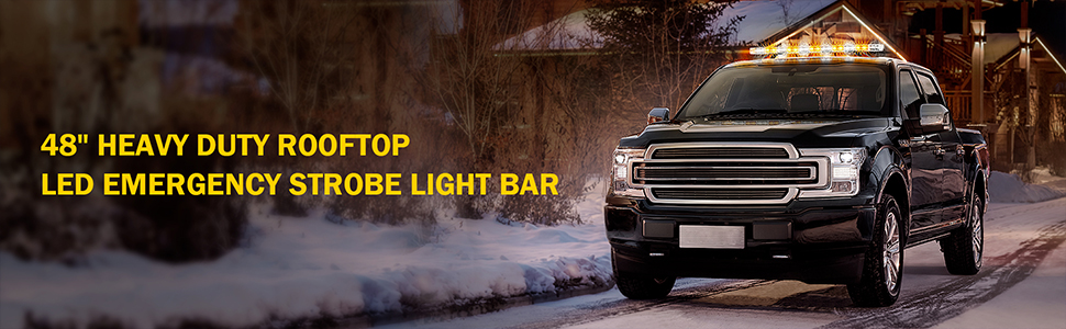 LED Strobe Flashing Light Bar Emergency Hazard Warning Lighting Bar Beacon with Magnetic 48 Inch
