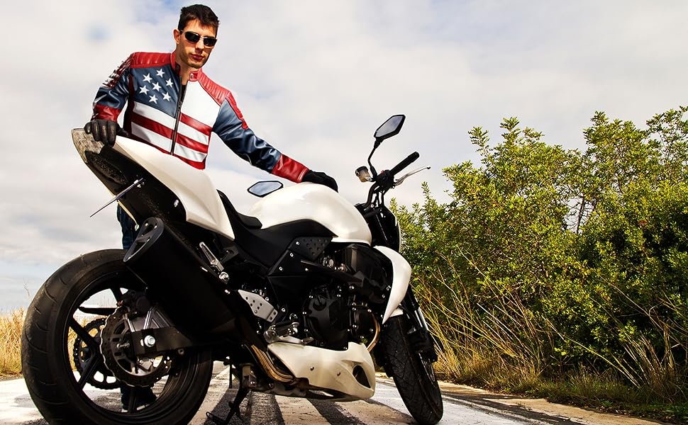 The Next Mens Inspired by American Flag Casual Motorcycle