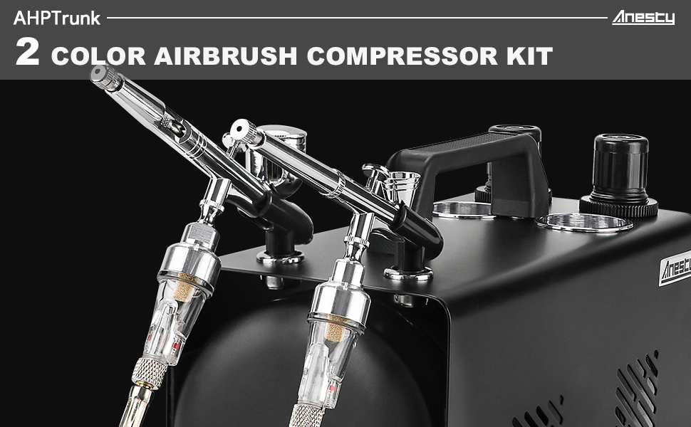 Anesty AHPTrunk 2 in 1 Airbrush Compressor Kit, Air Compressor with