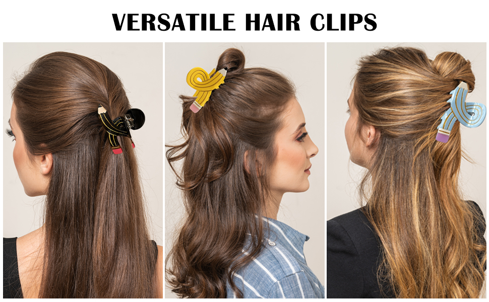 Hair Claw Clips Funny Pencil Hairpin – Acetate Hairstyle Barrettes for Curly, Straight Hair 