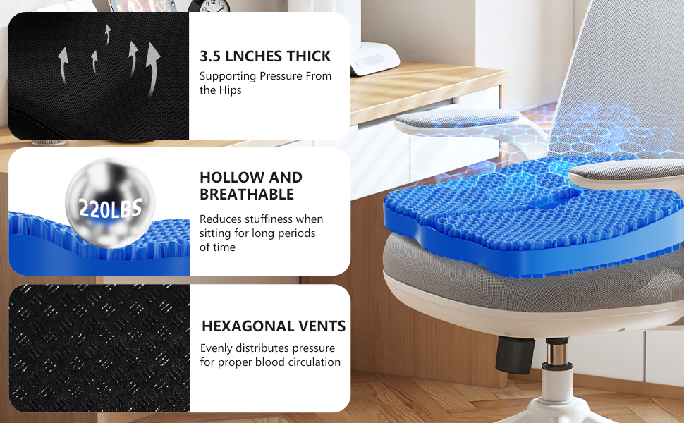Gel Seat Cushion for Office Chair Ergonomic Gel Chair