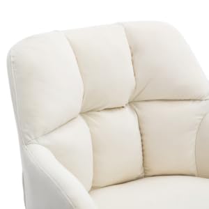 Desk Chair Modern Swivel Task Chair Without Wheels For Bedroom Home Office, Velvet, White 13 1