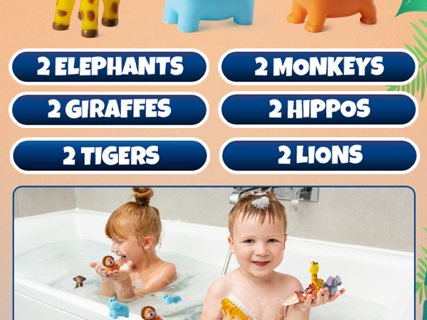 Zoo Animals Bath Toys Bath Tub Toys Cake Decor, Table Decorations 