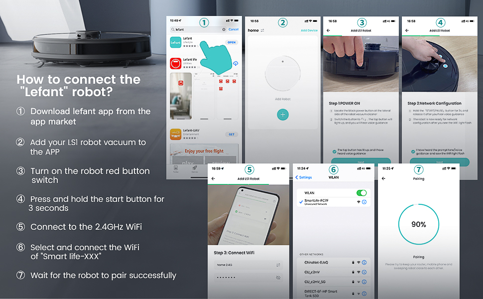 Lefant LS1 Robot Vacuum Cleaner mapping 3200Pa, LDS Navigation SLAM