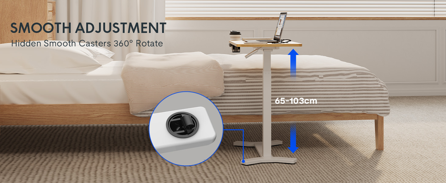 SANODESK Medical Adjustable Overbed Bedside Table with