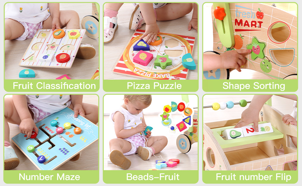 Frogprin Wooden Baby Walker, Baby Push Walker for 13