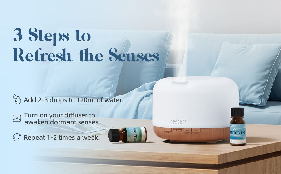 ASAKUKI Essential Oil Blends Set 2x10ml, Diffuser Oils Fragrance