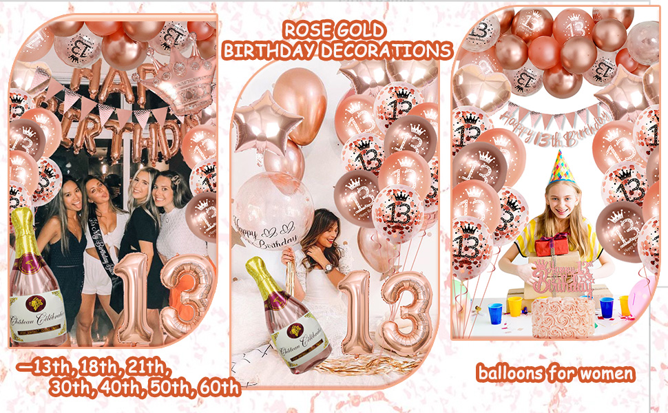 13 Geburtstagsdeko Mädchen, Luftballons Geburtstag 13, Geburtstagsdeko ...