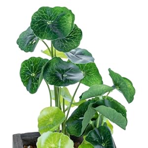 faux plants in grey wooden planter boxes