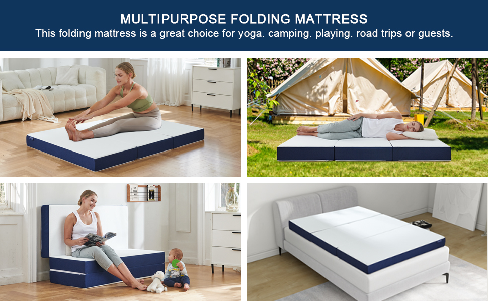foldable floor mattress folding foam mattress camping memory foam mattress tri folding mattress