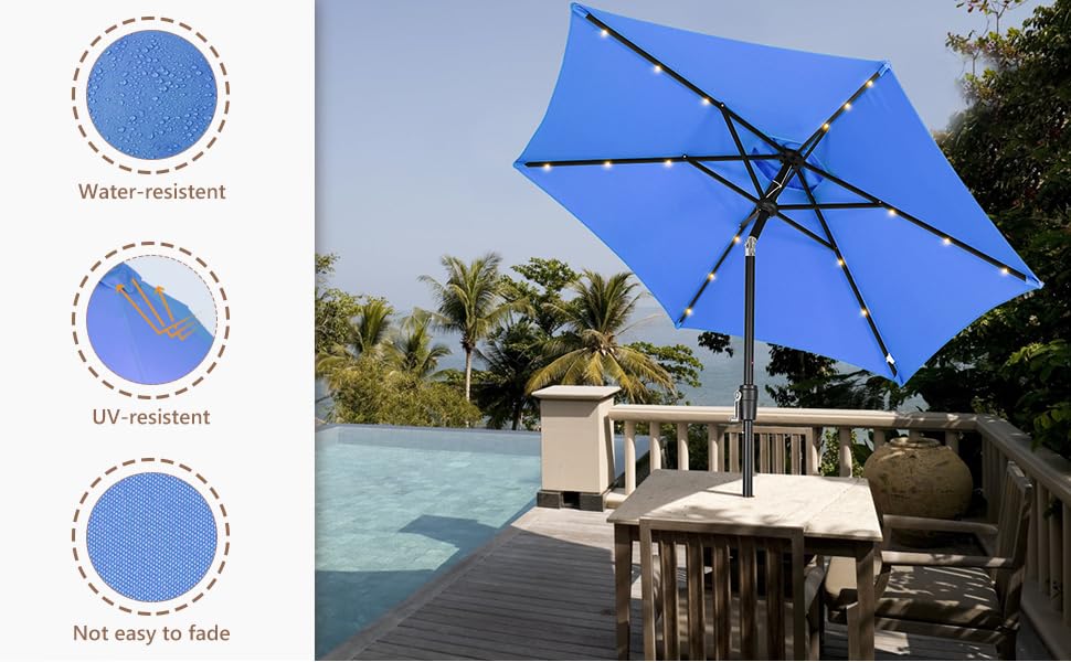 Zersun 7.5 FT Outdoor Patio Umbrellas with Solar Lights