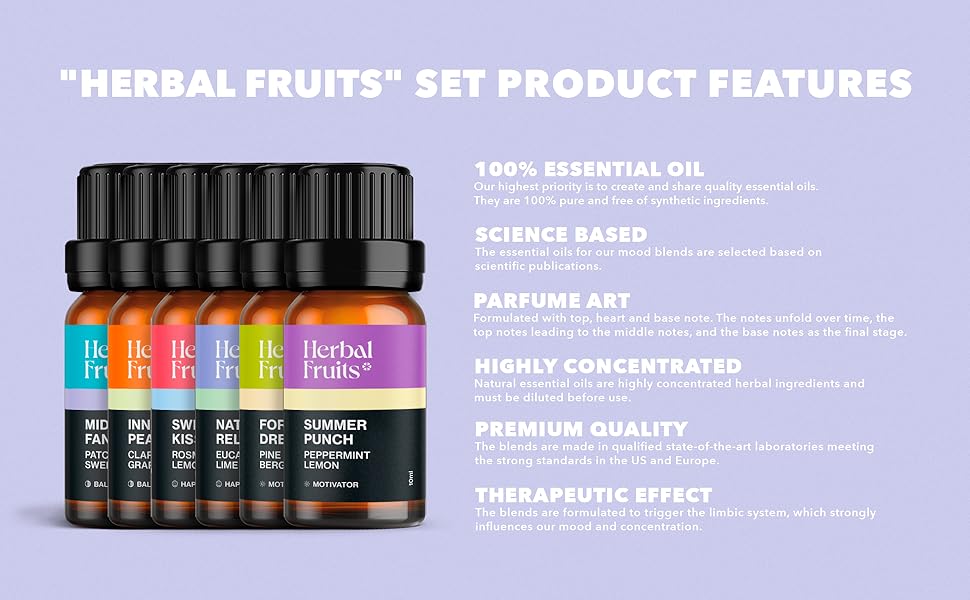 Aerosoul Essential Oils Set Herbal Fruits 6(10ml) Essential Oil Blends