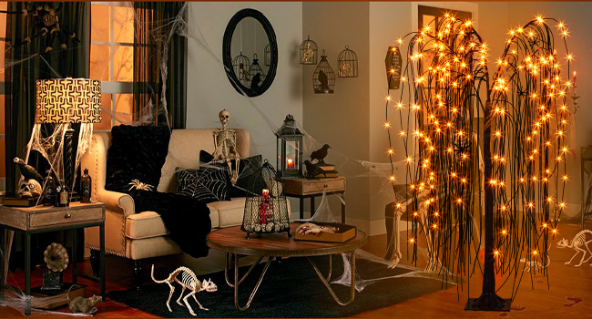 lighted balck tree
