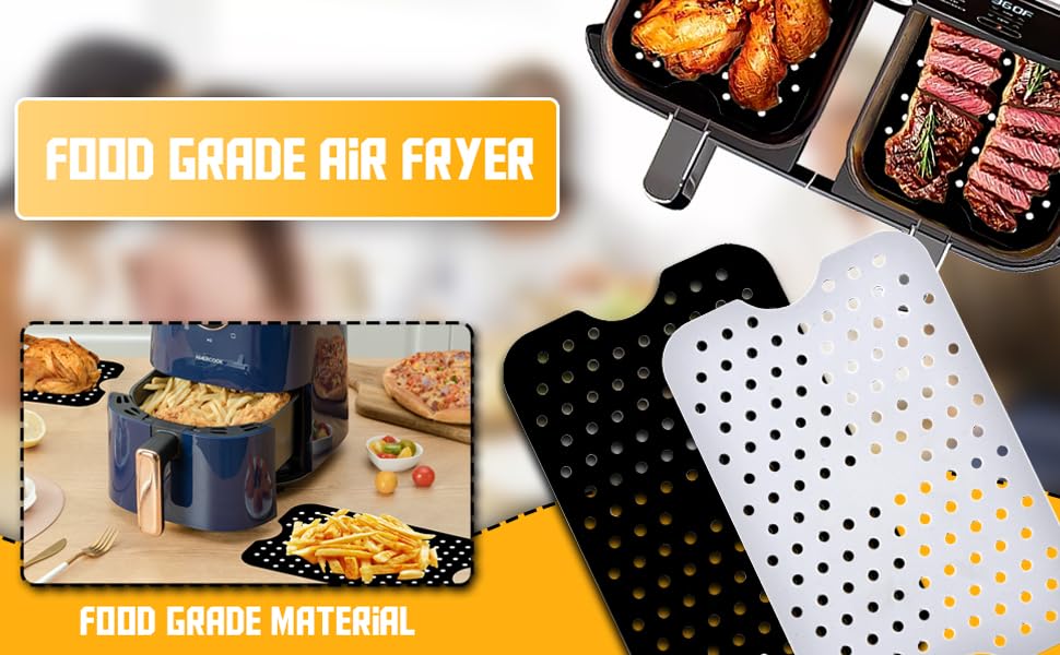 2 Pack Air Fryer Silicone Liners, Reusable Silicone Air Fryer Liners