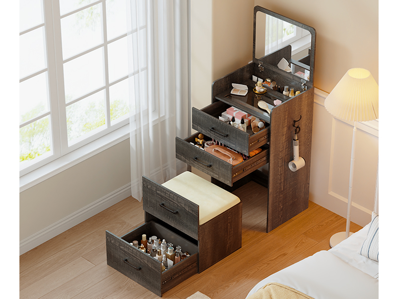 MDGC 3 in 1 Makeup Vanity Desk with Flip Top Mirror and