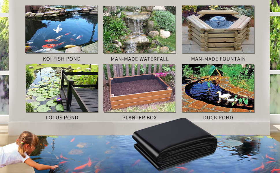 COOCURE 7X10 FT LLDPE Pond Liner, 20Mil KOI Fish Pond