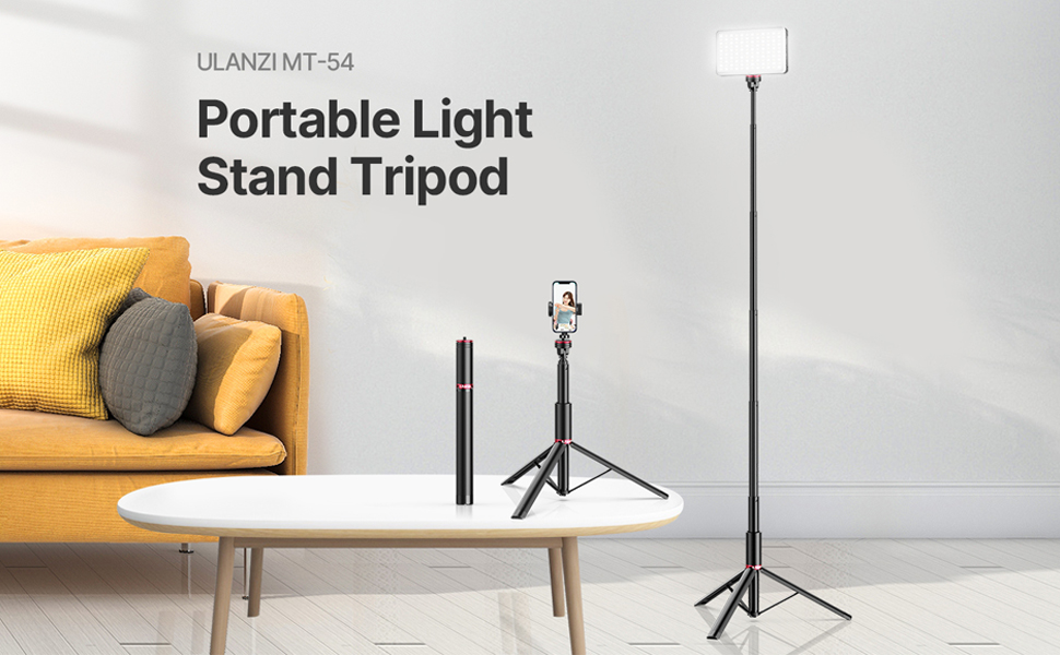 ULANZI MT54 Portable Light Stand Tripod, 61" Adjustable Metal Stand for Small Photography