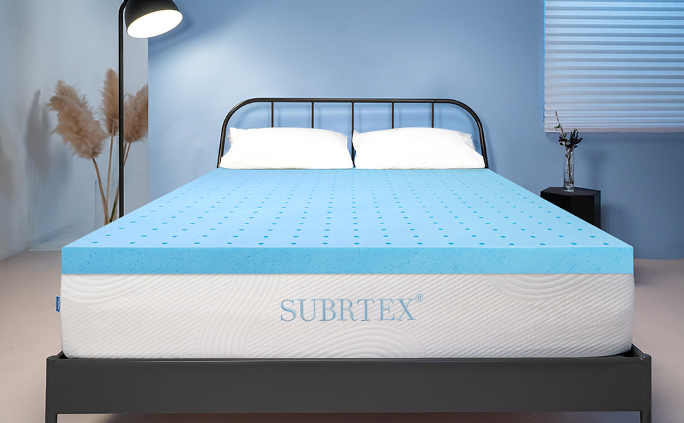 subrtex Memory Foam Mattress Topper Double, 2 Inch Gel Infused Foam Bed