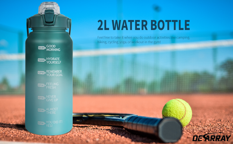 DEARRAY 2 litre Tritan Sports Water Bottle with Straw & Time Markings