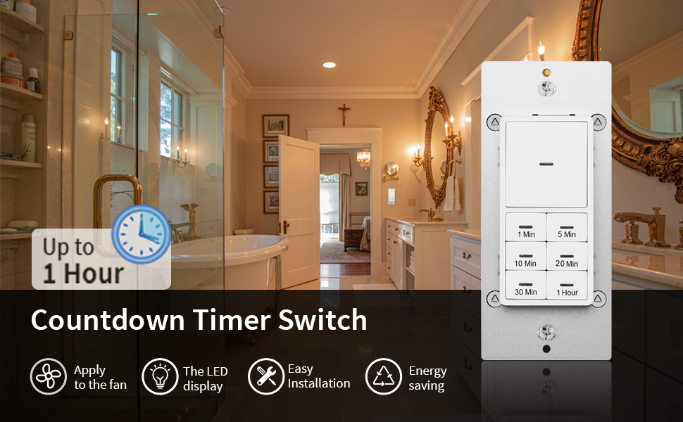 Minoston 1 Hour Countdown Timer Switch 1510203060 Min, Timer