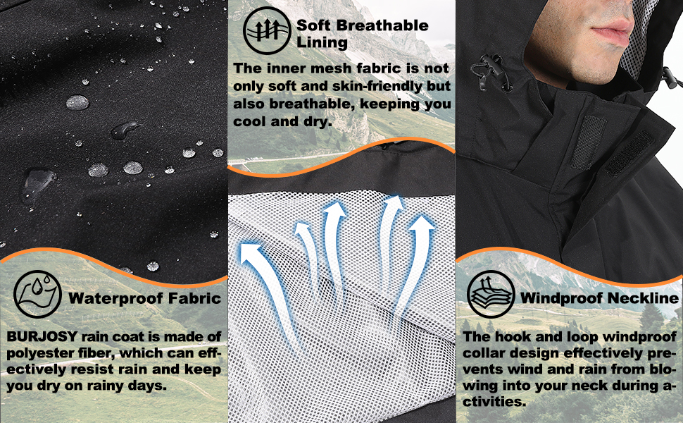Rain Suit for Men, Packable Waterproof Rain Jacket & Trousers, Reflective Raincoat with Windproof Hood, Rain Gear for Outdoor Hiking Fishing 12 111