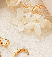 Gold Hoop Earrings for Women, Trendy 14K Gold Plated Hypoallergenic Link Huggie Earrings Stack, D...