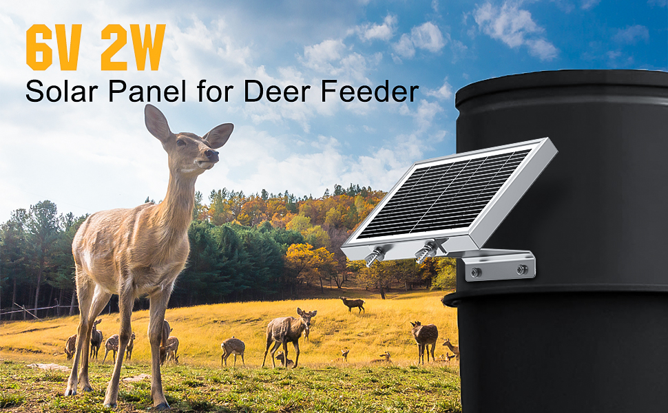 6V 2W Solar Panel for Deer Feeder, Waterproof Small Solar
