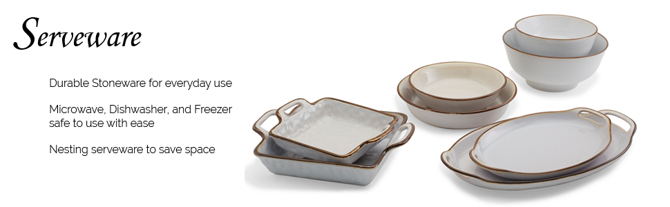 Oval Deep Shallow Bowl Bowls Platter Square Baking Dish Durable Stoneware Nesting Home Kitchen Gift