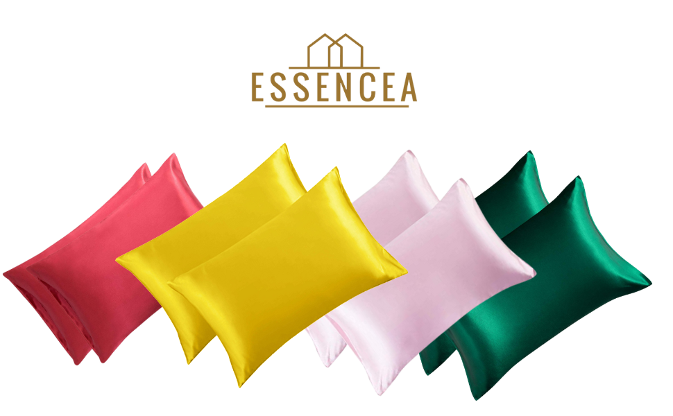 Essencea Satin Cushion Covers Solid Throw Pillowcase Covers