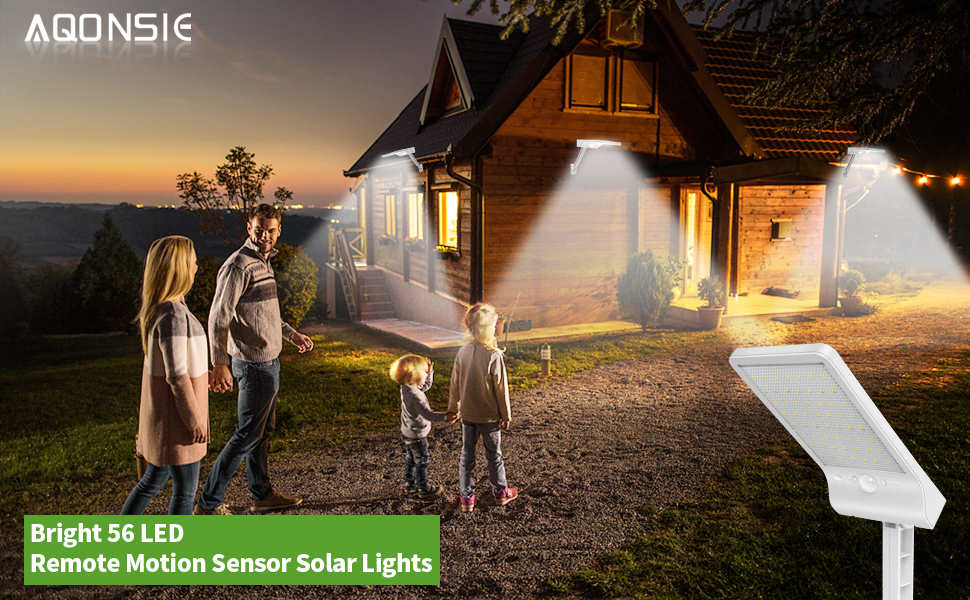 Aqonsie Solar Lights Outdoor, 180° Adjustable 56LED Solar