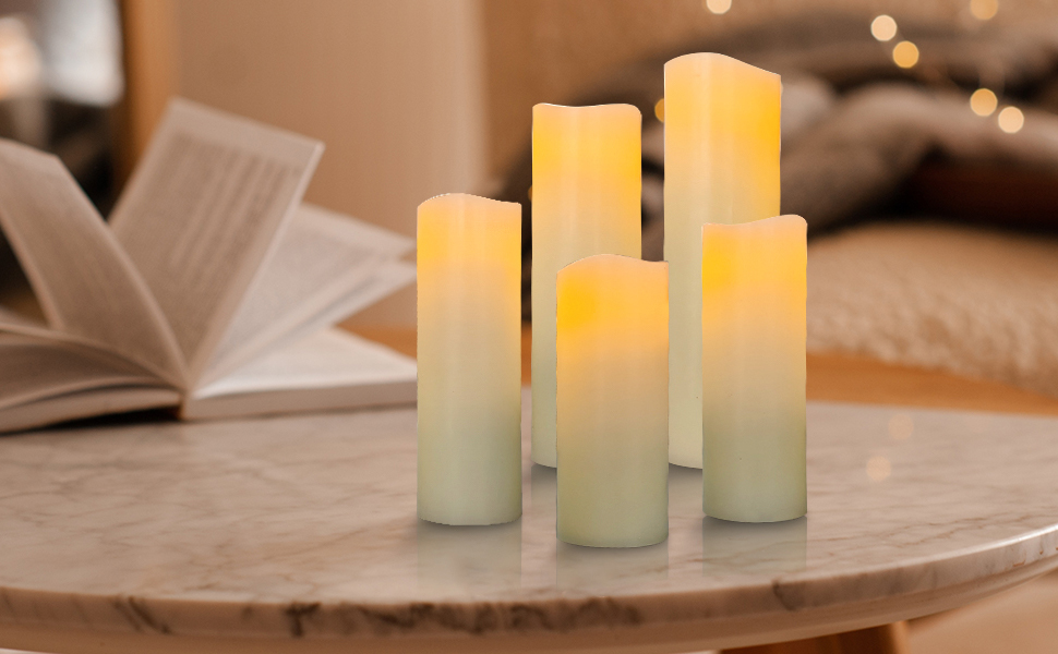 OSHINE Flameless Candles Real Wax Candles, Set of 6 Battery Operated Candle