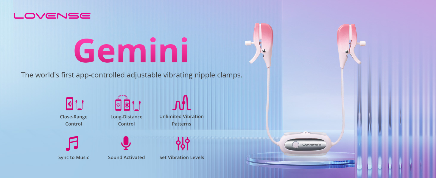 LOVENSE Gemini Vibrating Nipple Clamps, Bluetooth Adjustable Nipple ...