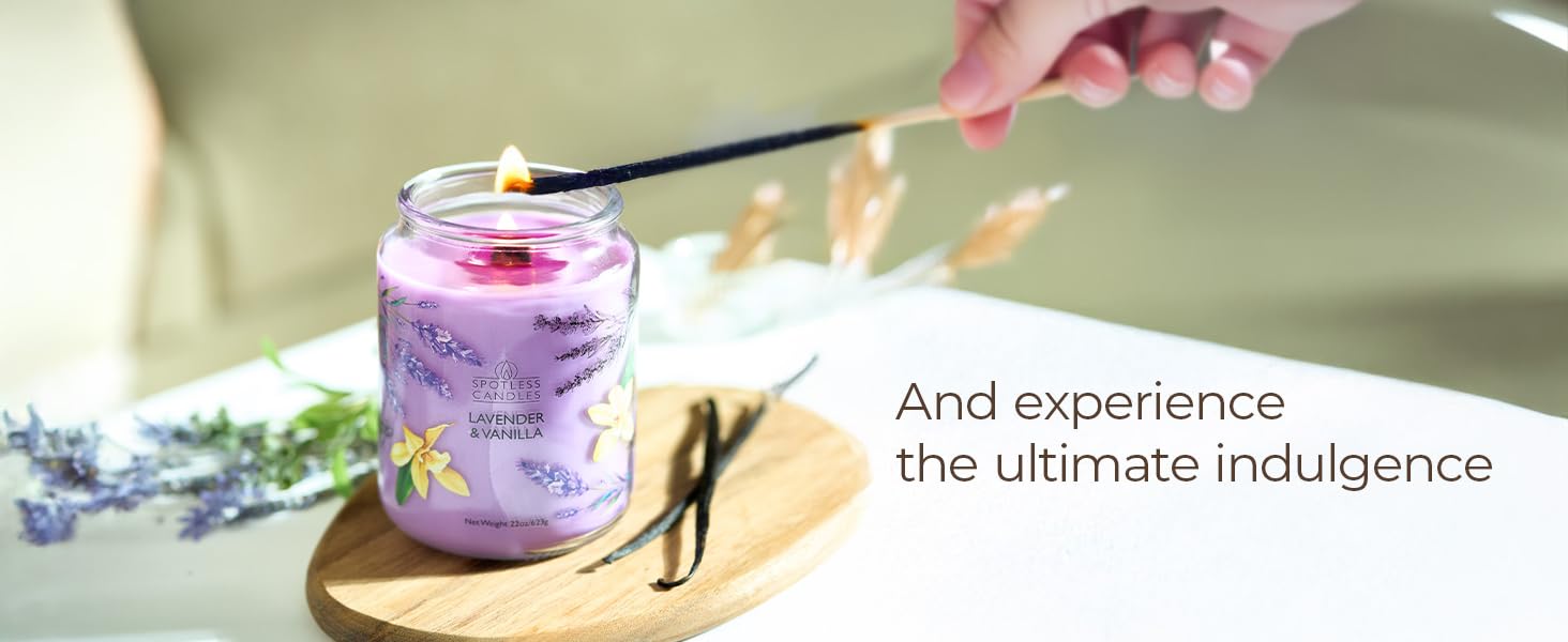 Luxury vanilla &amp; lavender soy wax candle 22oz.