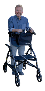 Mobility device that provides upright walking with stability, safety, and improved posture.