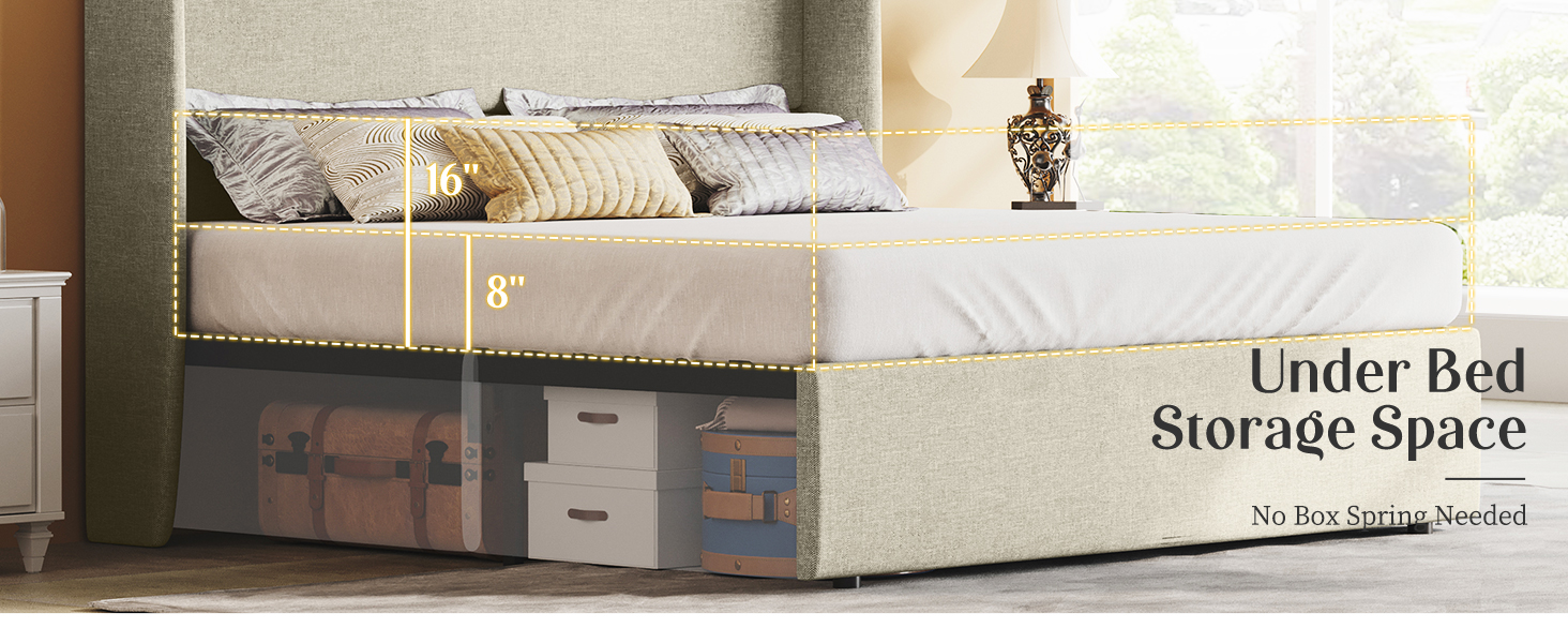PaPaJet King Size Lift Up Storage Bed Upholstered Platform