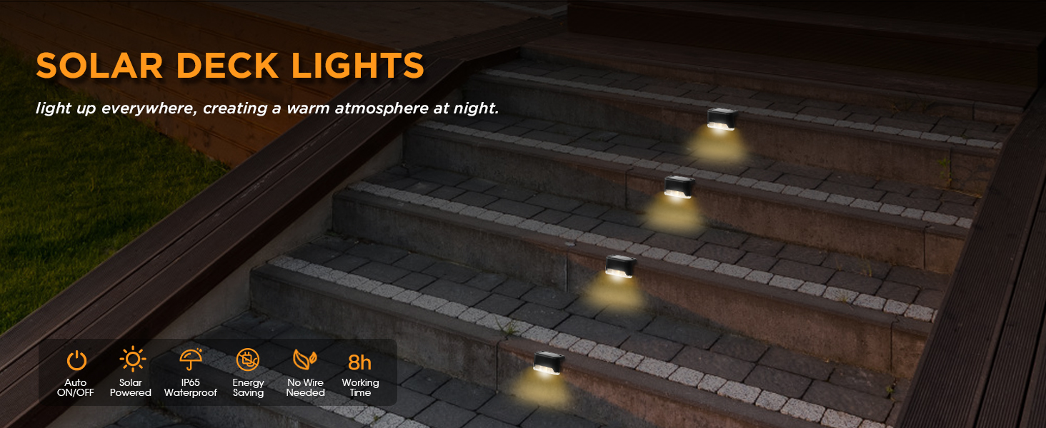 Advwin Outdoor Solar Deck Lights 16 Pack LED Solar Step Lights