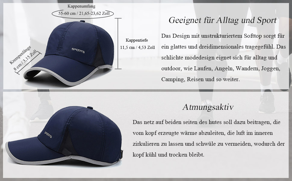 CLAPE Wasserdicht Quick Dry Cap Herren Schnelltrocknend Basecap Leicht ...