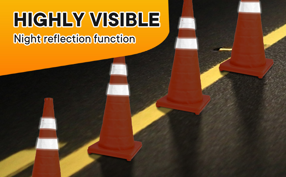 [4 Pack] 28 inch Collapsible Traffic Cones, Orange Safety