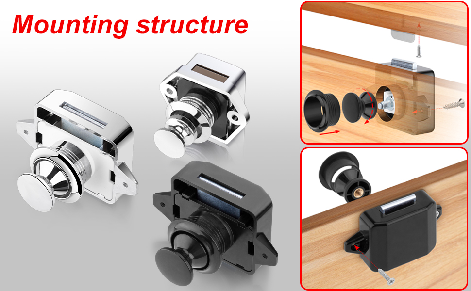 CXQamitao 5 Pack Push Button Latch Door Catch Keyless Cupboard Locks for RV Motorhome